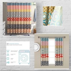 Matching Boho Shower & Window Curtain Set